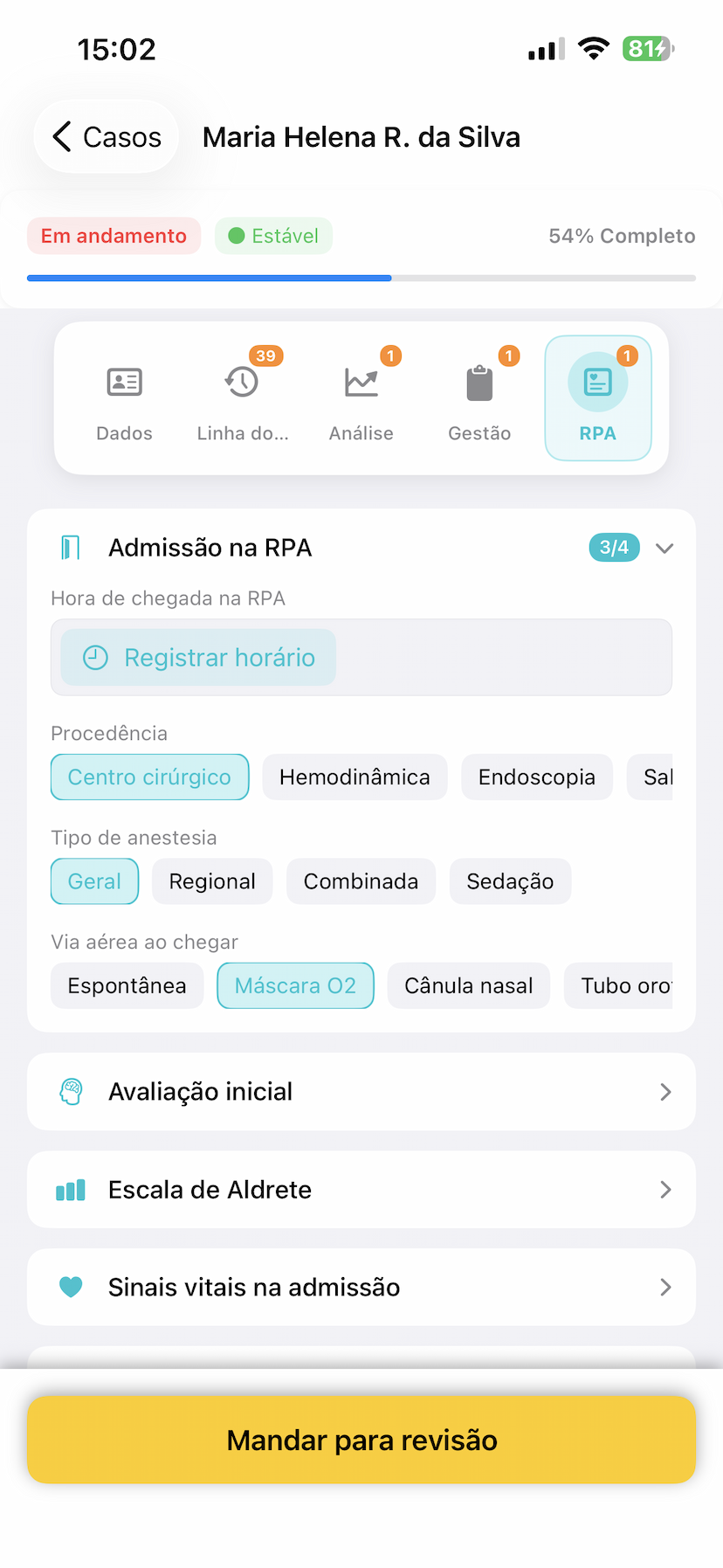 Admissão na RPA