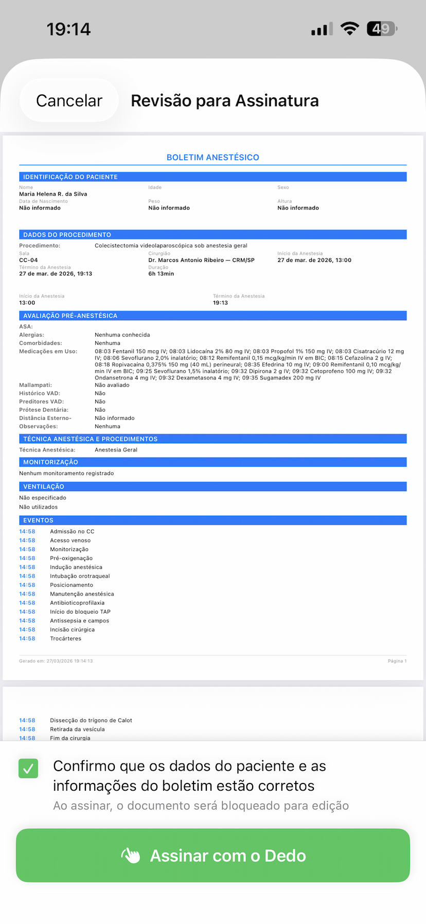 Revisão para assinatura